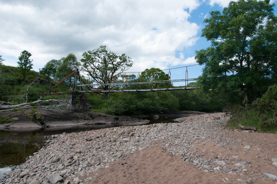 Single cable suspension bridge, Ardtornish Estate