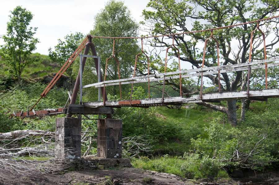 Single cable suspension bridge, Ardtornish Estate